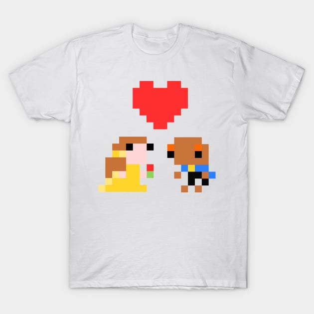 Beauty and the pixelated beast T-Shirt by 8sqr